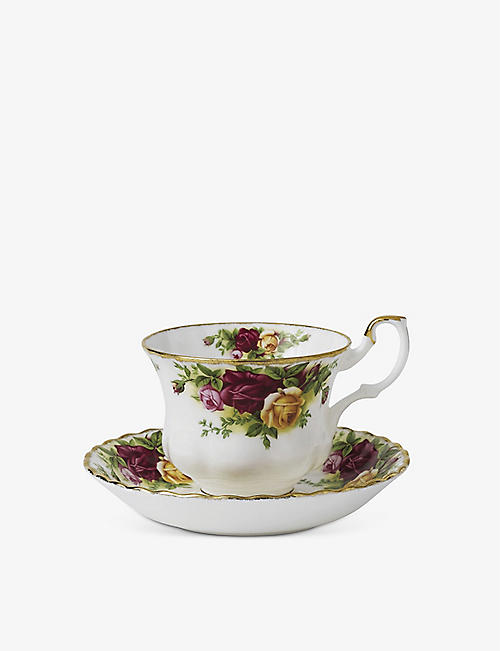 ROYAL ALBERT：Old Country Roses 精致骨瓷茶杯和茶碟套装