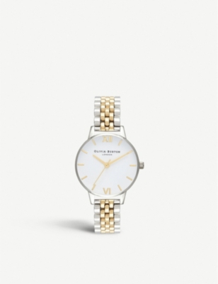 OLIVIA BURTON OB15BDW02 White Dial gold and silver toned stainless steel watch Selfridges