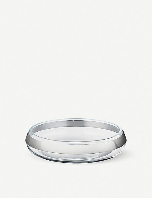 GEORG JENSEN: Duo glass and stainless steel bowl 28cm