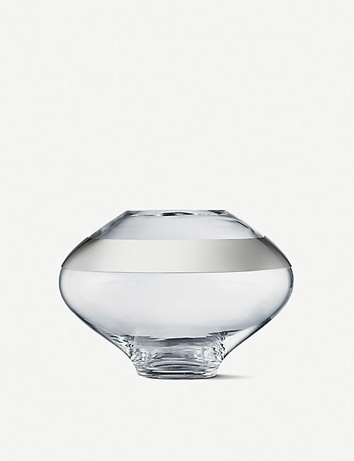 GEORG JENSEN: Duo glass and stainless steel vase 33cm
