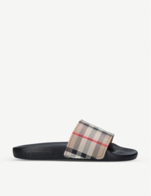 BURBERRY Furley checked sliders 5 7 years Selfridges