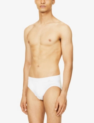 Shop Hanro Men's White Natural Function Stretch-jersey Briefs