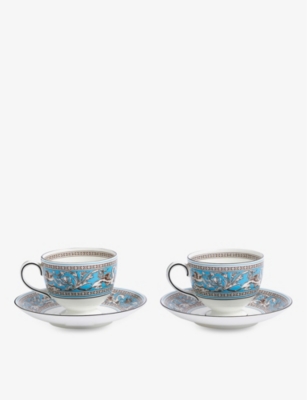 Shop Wedgwood Florentine Turquoise Fine Bone China Cup And Saucer Set Of Two