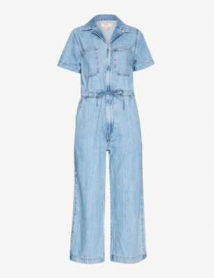 wide leg denim jumpsuit