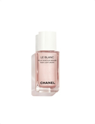 CHANEL: <strong>LE BLANC ROSY LIGHT DROPS</strong> Sheer Highlighting Fluid. Custom-made Radiance. Rosy Glow Finish