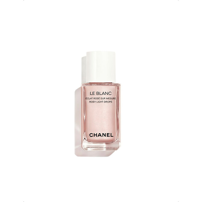 Chanel Le Blanc Rosy Light Drops Sheer Highlighting Fluid. Custom-made Radiance. Rosy Glow Finish
