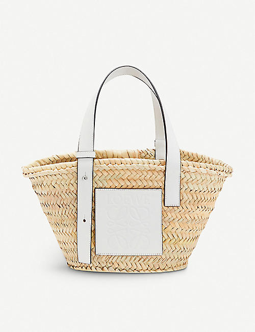 LOEWE: Basket raffia and leather tote bag