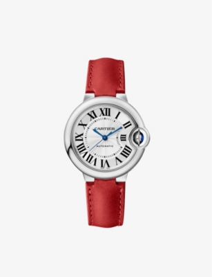 Shop Cartier Womens Rose Gold Crwsbb0037 Ballon Bleu Stainless-steel And Leather Watch