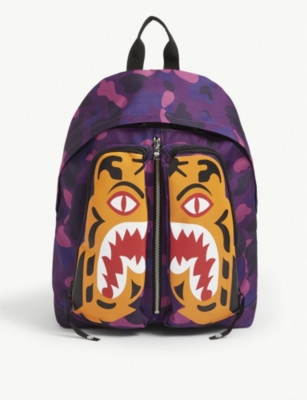 purple bape backpack