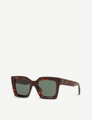 Shop Celine Women's Brown Cl40130i Tortoiseshell Acetate Sunglasses