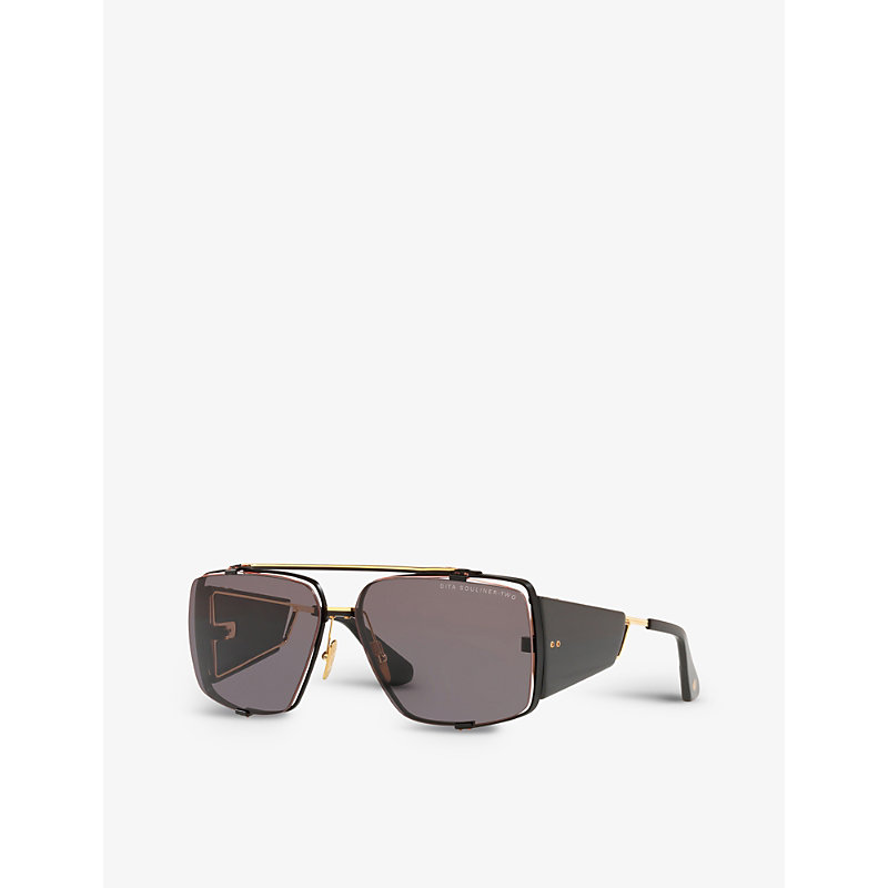 Shop Dita Womens Black Dts136-64-01-z Souliner-two Square-frame Titanium And Acetate Sunglasses