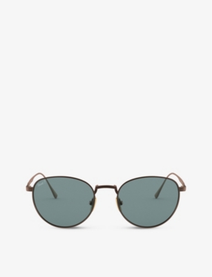 Shop Persol Men's Gold Po5002st Titanium Titanium And Crystal Sunglasses