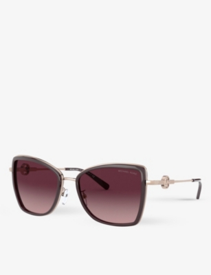 Michael Kors Mk1067b 55 Corsica Square-frame Metal Sunglasses In Gold