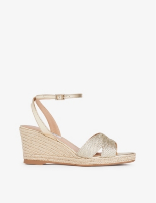 LK BENNETT: Santana cross-strap woven wedge sandals