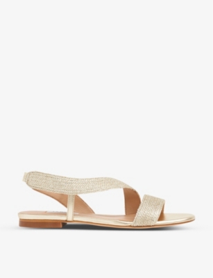 Lk Bennett Rachel Open-toe Canvas Sandals In Gold