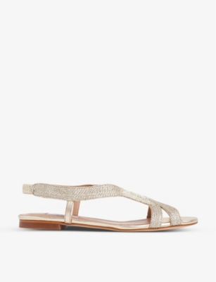 Lk Bennett Renee Open-toe Woven Sandals In Gold