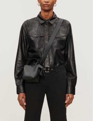 ANINE BING Luke regular fit leather shirt Selfridges