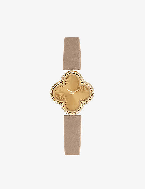 VAN CLEEF & ARPELS: Sweet Alhambra yellow-gold and leather watch