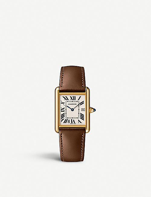 CARTIER: CRWGTA0056 Tank Louis Cartier 18ct yellow-gold and interchangeable leather strap watch