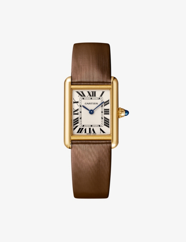 CRWGTA0054 Tank Louis Cartier small model 18ct yellow-gold and leather quartz watch
