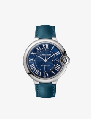 Shop Cartier Mens Steel Crwsbb0025 Ballon Bleu De Stainless-steel And Leather Automatic Watch