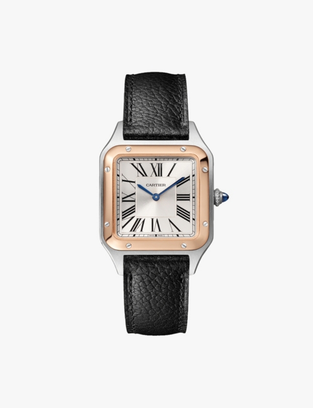 CRW2SA0019 Santos-Dumont Cartier large model 18ct rose-gold, stainless steel and leather high-autonomy quartz watch