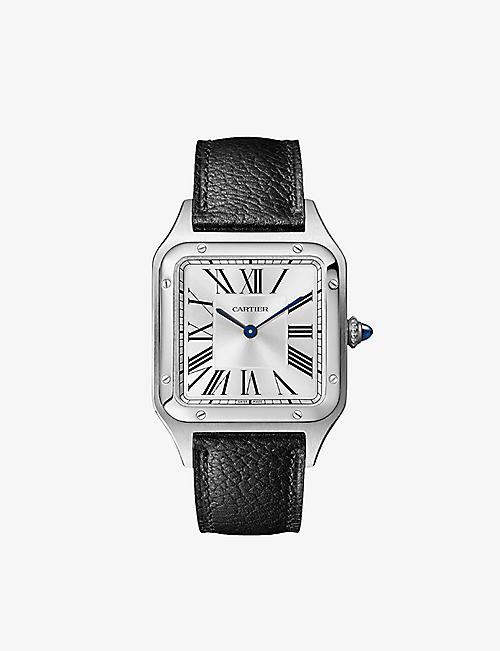 CARTIER: CRWSSA0040 Santos Dumont stainless steel and leather watch