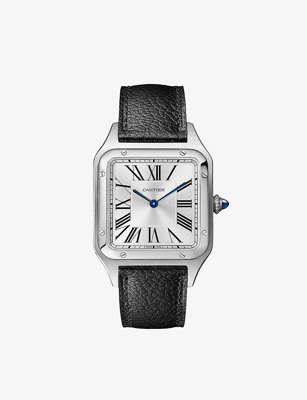 Cartier Mens Steel Crwssa0040 Santos Dumont Large Stainless-steel And Leather Quartz Watch