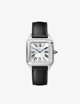 Cartier Mens Steel Crwssa0023 Santos-dumont Small Model Stainless-steel And Leather Quartz Watch