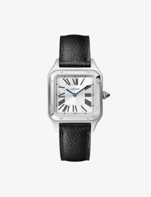 Cartier Mens Steel Crwssa0023 Santos-dumont Small Model Stainless-steel And Leather Quartz Watch