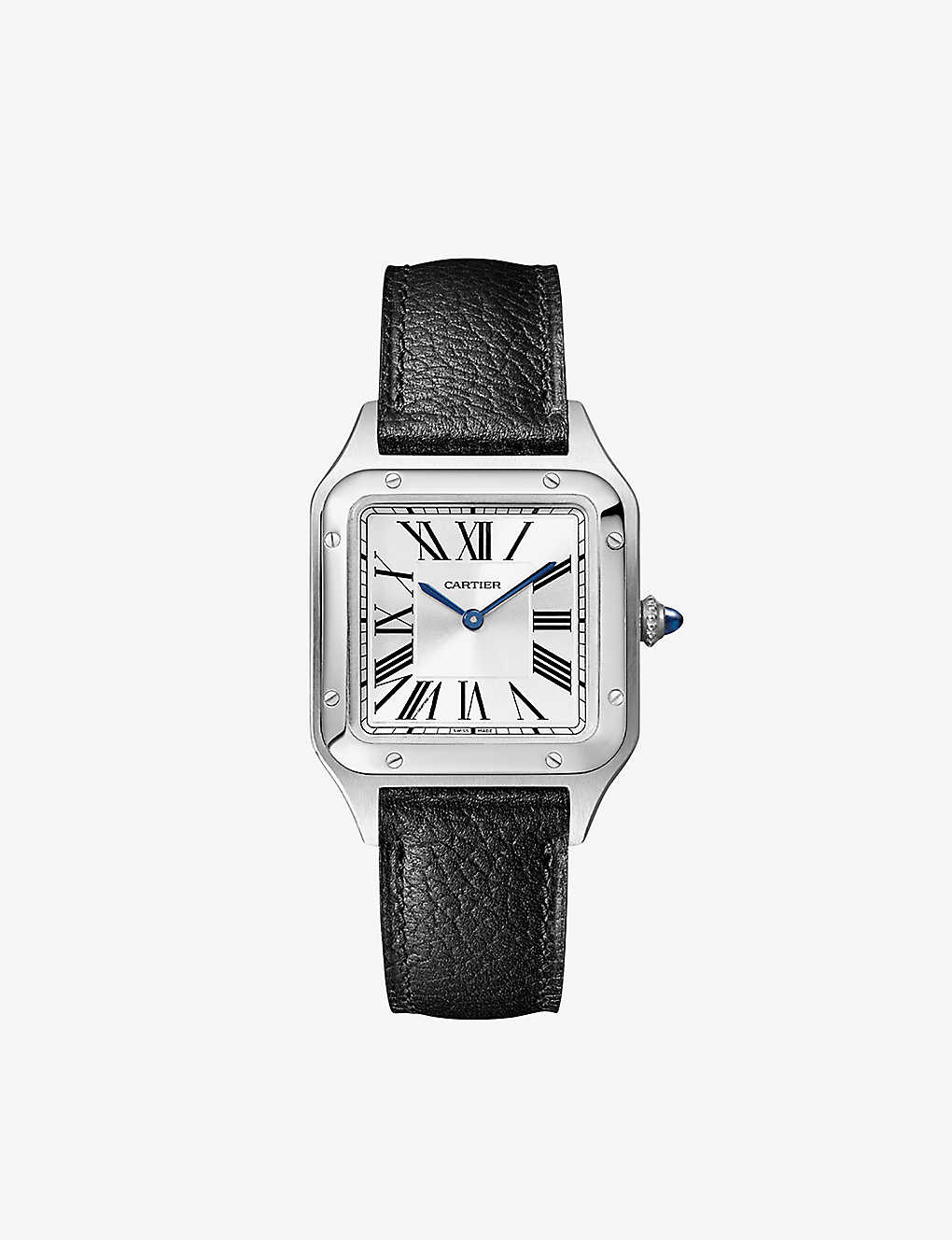 Cartier Mens Steel Crwssa0023 Santos-dumont Small Model Stainless-steel And Leather Quartz Watch