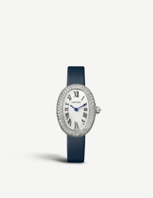 Cartier Womens White Gold Crwjba0023 Baignoire 18ct White-gold, Diamond And Leather Watch