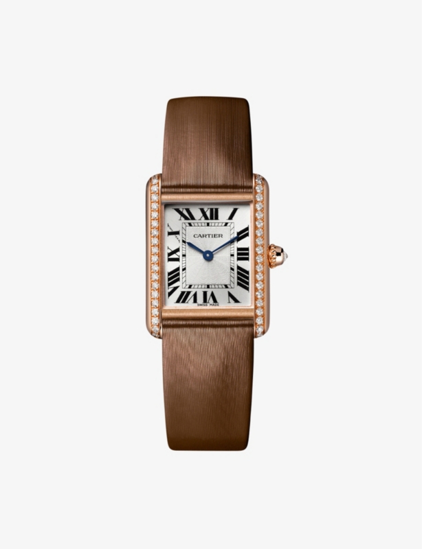 CRWJTA0034 Tank Louis Cartier 18ct rose-gold, diamond and leather mechanical watch