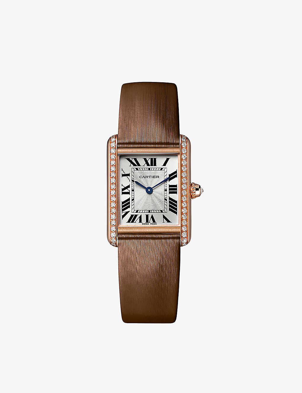 Cartier Womens Rose Gold Crwjta0034 Tank Louis 18ct Rose-gold, Diamond And Leather Mechanical Watch