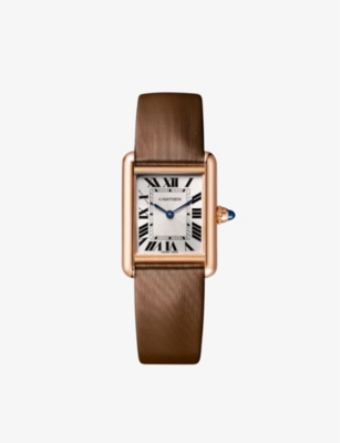 CARTIER: CRWGTA0061 Tank Louis Cartier 18ct rose-gold and leather mechanical watch