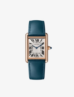 Shop Cartier Womens Rose Gold Crwgta11 Tank Louis 18ct Rose-gold And Leather Mechanical Watch