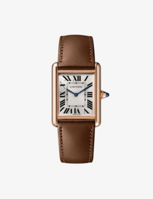CRWGTA0062 Tank Louis Cartier 18ct rose-gold and leather mechanical watch