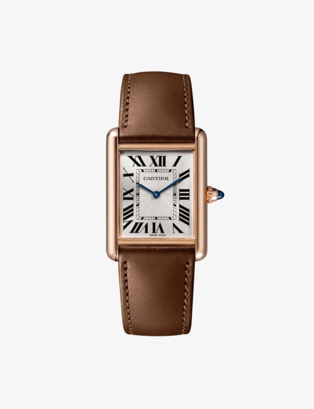 CRWGTA0062 Tank Louis Cartier 18ct rose-gold and leather mechanical watch