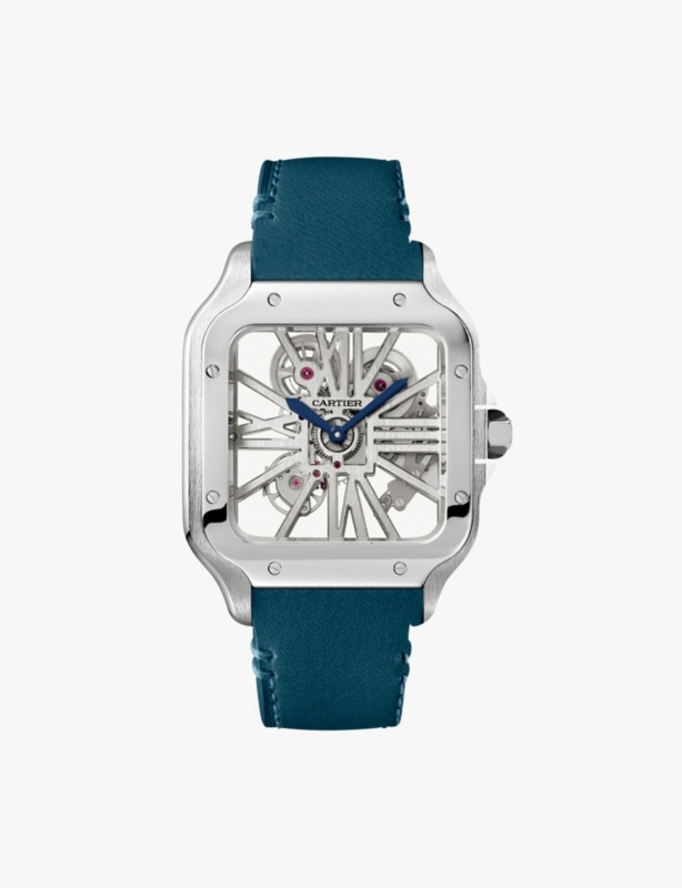 CRWHSA0021 Santos de Cartier Skeleton leather and stainless-steel watch
