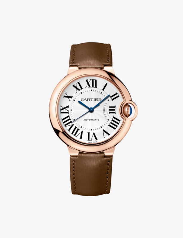 CRWGBB0040 Ballon Bleu de Cartier 18ct rose-gold, 0.09ct brilliant-cut diamond, 0.40ct sapphire and leather mechanical watch