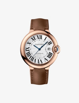 Cartier Mens Rose Gold Crwgbb0041 Ballon Bleu 18ct Rose-gold And Leather Watch