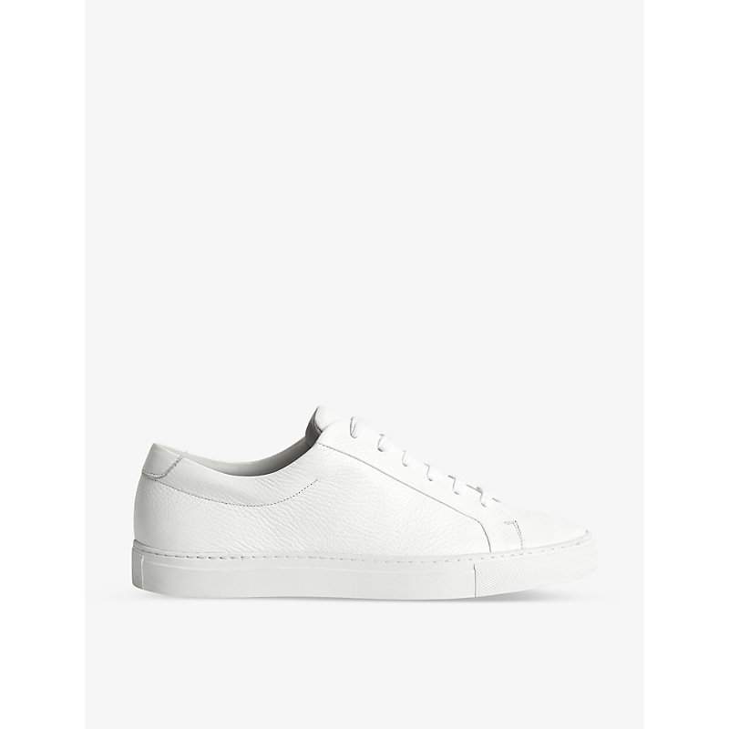 REISS REISS MENS WHITE LUCA LOW-TOP LEATHER TRAINERS,40407729