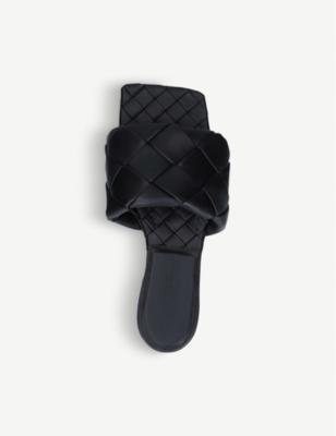 Shop Bottega Veneta Womens Black Lido Intrecciato Flat Leather Sandals Eur 37 / 4 Uk