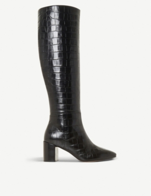Saffia croc-embossed leather knee-high 