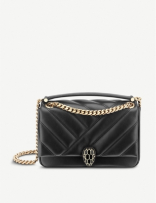 Bvlgari Serpenti Cabochon Shoulder Bag- Black 287987 - Handbags