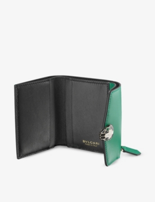 Shop Bvlgari Serpenti Forever Compact Card Holder In Green
