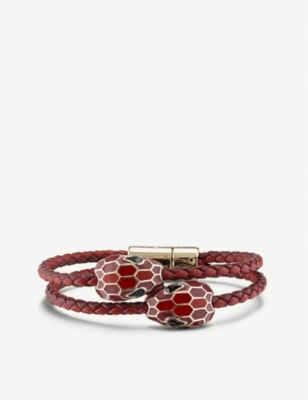 bvlgari red leather snake bracelet