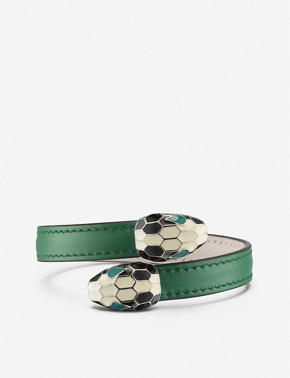 Shop Bvlgari Womens Emerald Green Serpenti Forever Leather Bracelet