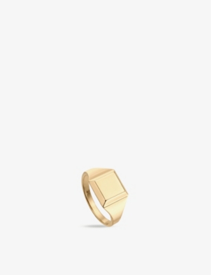 MONICA VINADER: Signature recycled 18ct yellow gold-plated vermeil sterling-silver signet ring