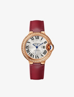 CARTIER: CRWJBB0055 Ballon Bleu 18ct rose-gold, 0.68ct brilliant-cut diamond and leather watch